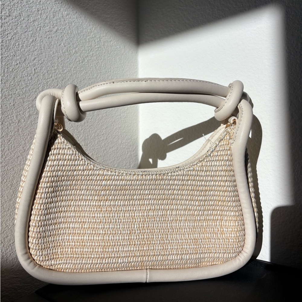 Elegant Cream Woven Handbag